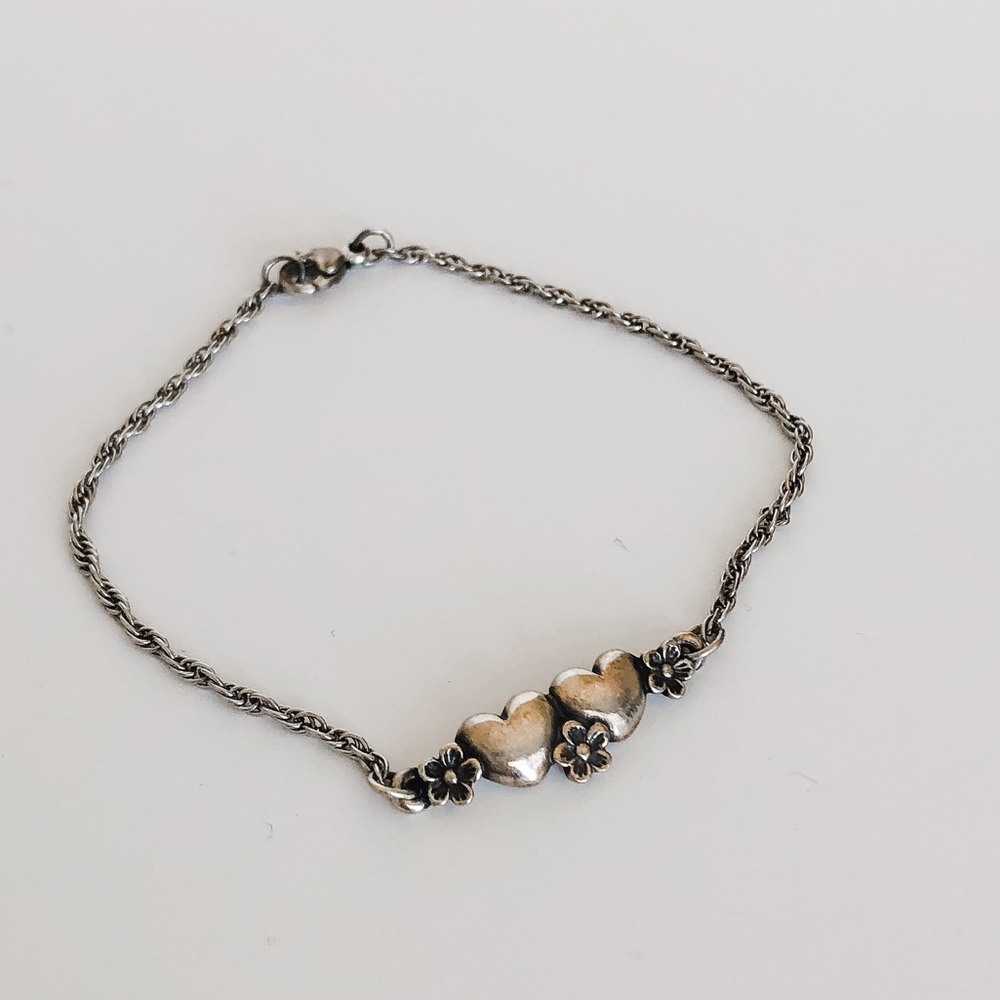 James Avery Retired Heart and Flowers Bracelet